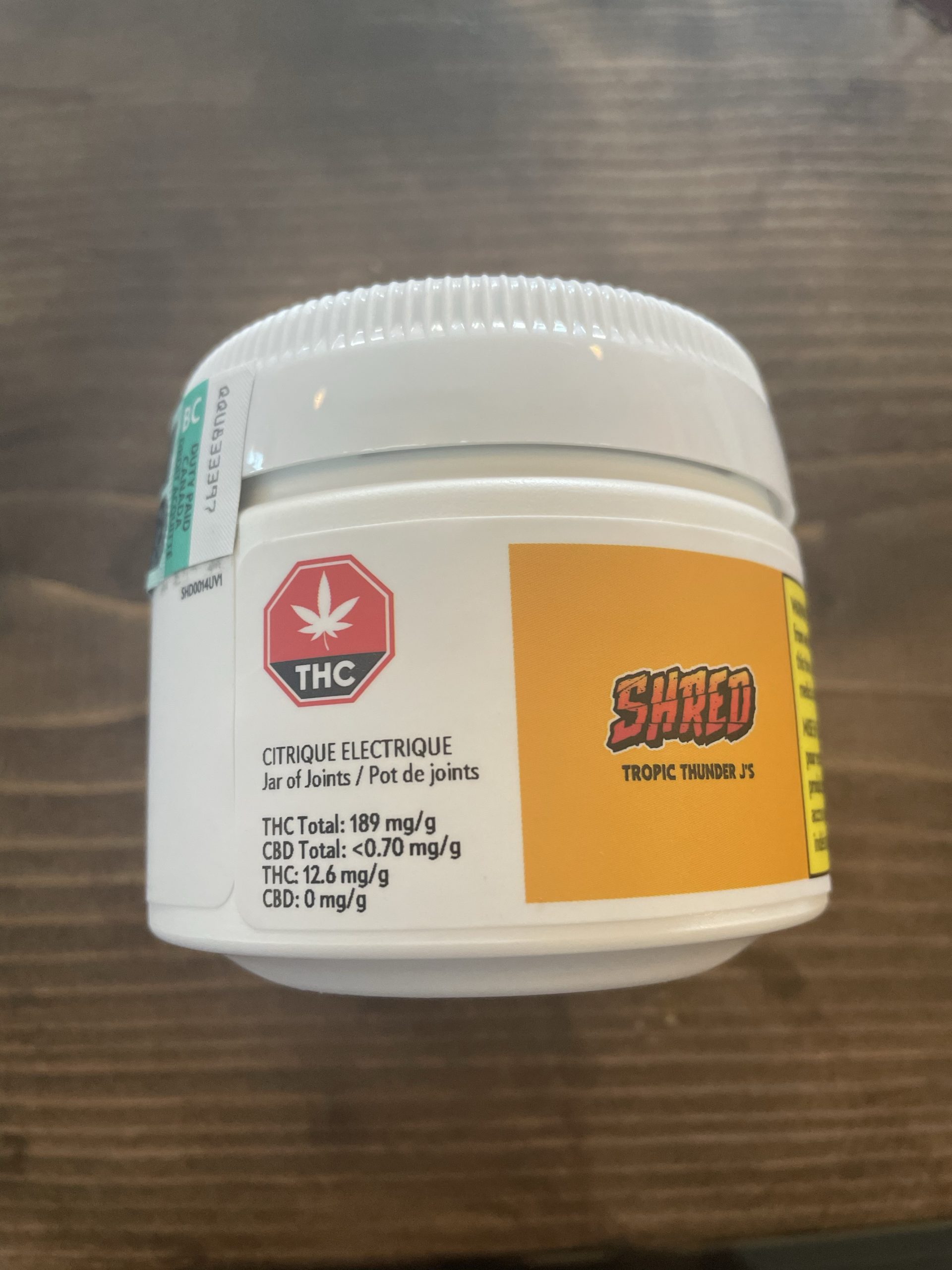 Preroll Shred Hybrid Tropic Thunder J S Jar Of Joints 14 X 0 5g High Mountain Cannabis Inc